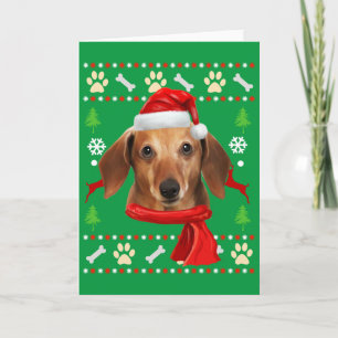 Cartão Cachorro Dachshund Natal Feio