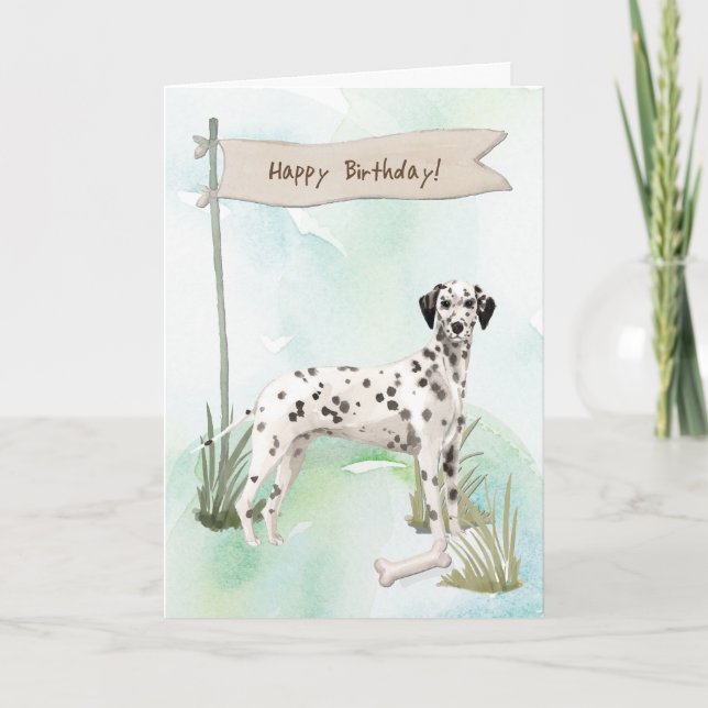 Cartão Cachorro Dalmático Sob Sinal De Aniversário (Frente)