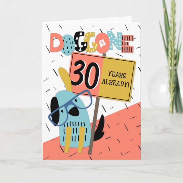 Cartão Cachorro de 30 anos de aniversário de funcionário (Frente)