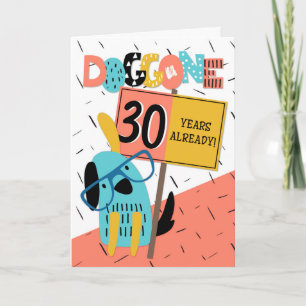 Cartão Cachorro de 30 anos de aniversário de funcionário