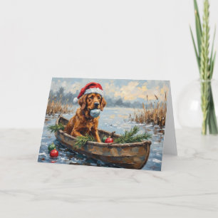 Cartão Cachorro de Água de Chesapeake Natal Barco de Caça