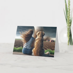 Cartão Cachorro de Aniversário e Mulher Assistindo um Tor