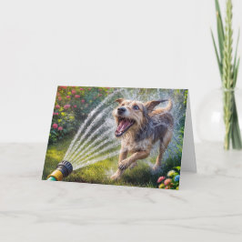 Cartão Cachorro De Aniversário Em Água Pulverizada Da Man