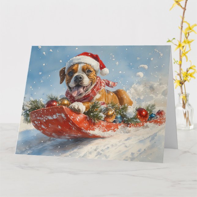 Cartão Cachorro de Boxim Deixem nevar o Natal (Flor Amarela)