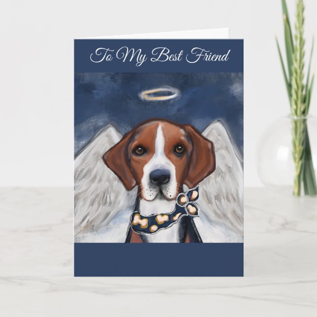 Cartão Cachorro de Caça Americano Anjo (Frente)