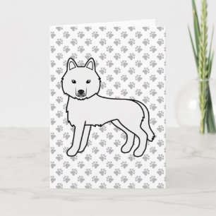 Cartão Cachorro de Cartoon Branco Siberiano