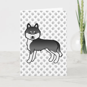 Cartão Cachorro de Cartoon Negro E Branco Siberiano