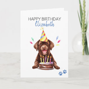 Cartão Cachorro de Chocolate Personalizado Feliz Aniversá