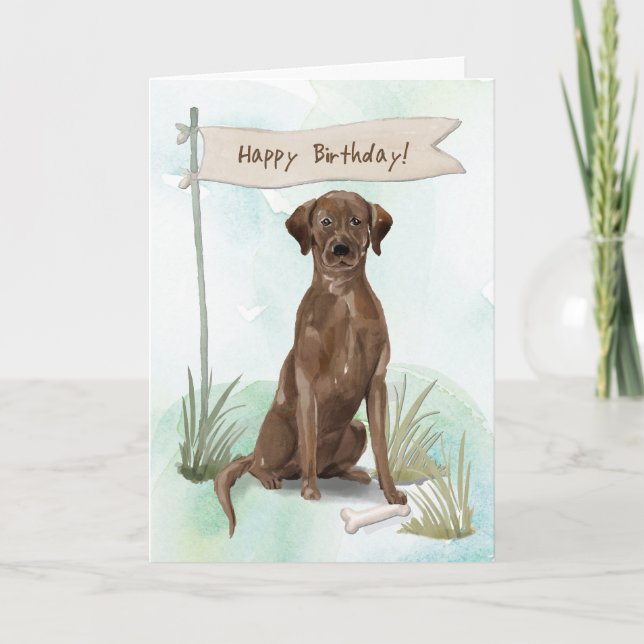 Cartão Cachorro De Chocolate Sob Sinal De Aniversário (Frente)