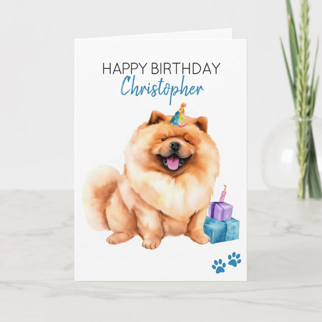 Cartão Cachorro de Chow Personalizado Feliz Aniversário (Frente)