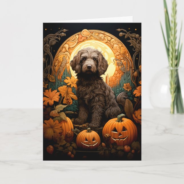 Cartão Cachorro de Doodle Halloween (Frente)