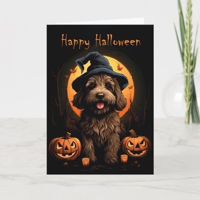 Cartão Cachorro de Doodle Halloween (Frente)