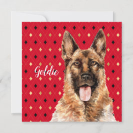 Cartão Cachorro de German shepherd de Aquarela Personaliz