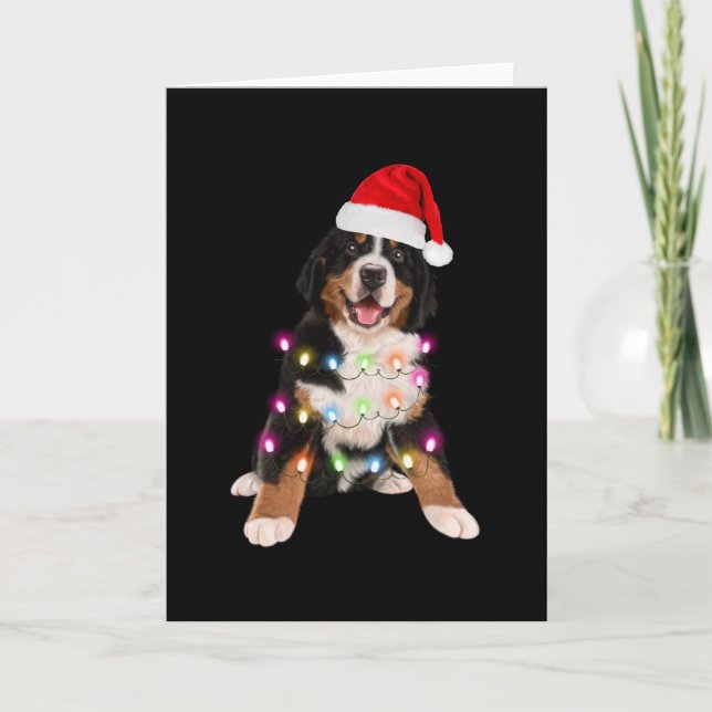 Cartão cachorro de montanha bernesa presente de natal (Frente)