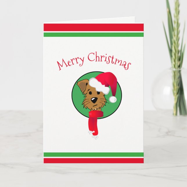 Cartão Cachorro de Natal (5" x 7) (Frente)