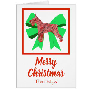 Cartão Cachorro de Natal bonito e Arco Verde Schnauzer