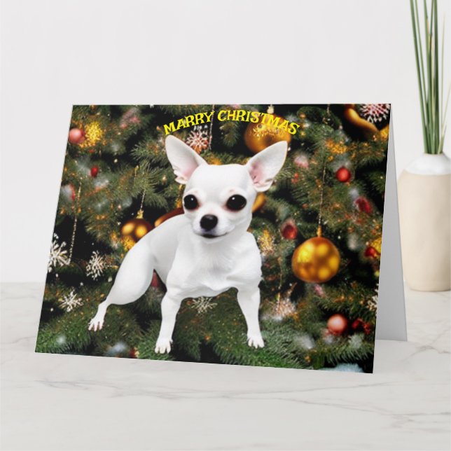 Cartão Cachorro de Natal Chihuahua (Frente)
