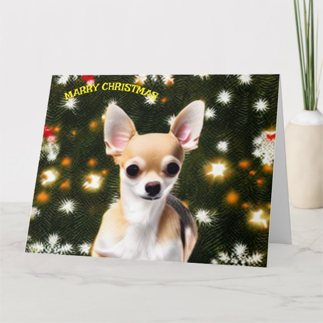 Cartão Cachorro de Natal Chihuahua (Frente)