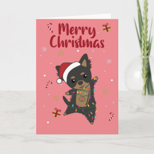 Cartão Cachorro de Natal Chiwawa Animais de Inverno Cartã