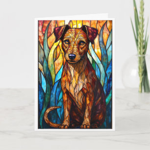 Cartão Cachorro de Raça Mista Estilo Vidro Colorido