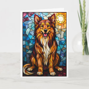 Cartão Cachorro de Raça Mista Estilo Vidro Colorido