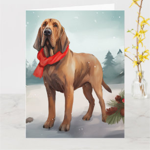 Cartão Cachorro de Sangue no Natal da Neve