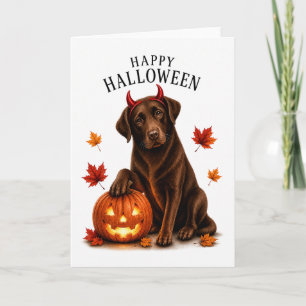Cartão Cachorro Diabo de Halloween Labrador Chocolate