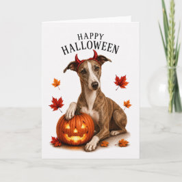 Cartão Cachorro Diabo de Halloween Whippet