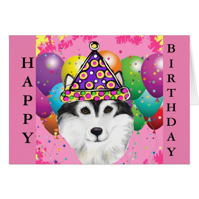 Cartão Cachorro do Partido Malamute do Alasca (Frente Horizontal)