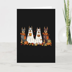Cartão Cachorro Doberman Engraçado Fantasma de Outono Fol
