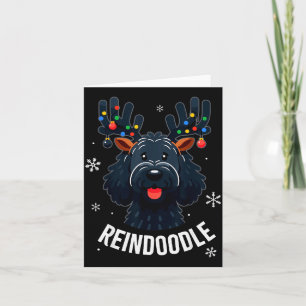 Cartão Cachorro Doodle Preto Reindoodle Rena Doodle Crist