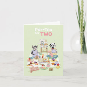 Cartão Cachorro Dotty Idade 2 Festa de Aniversário do Chá