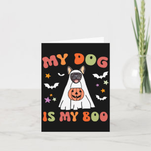 Cartão Cachorro É Boo Fantasia de Halloween para Bulldog