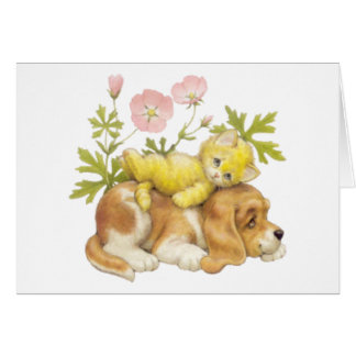 Cartão Cachorro e Kitten