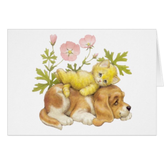 Cartão Cachorro e Kitten (Frente Horizontal)