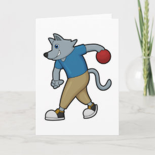 Cartão Cachorro em Boliches com Bola de boliche