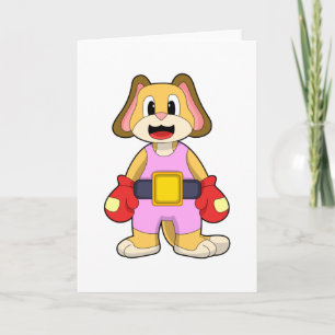 Cartão Cachorro em boxe com luvas de boxe