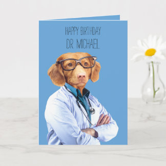Cartão Cachorro Engraçado Doutor e Enfermeira Aniversário