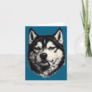 Cartão Cachorro Engraçado Fumando Meme Husky Cachorro