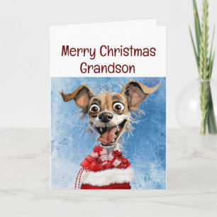 Cartão Cachorro Engraçado Neto Natal Crianças
