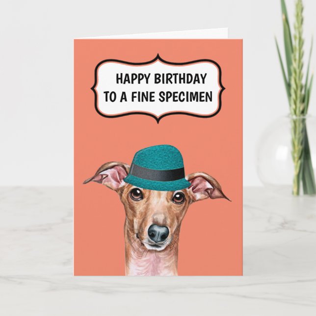 Cartão Cachorro engraçado para pai, bom humor de vinho. (Frente)