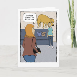 Cartão Cachorro Faminto Engraçado Mordendo Cabeça Anivers