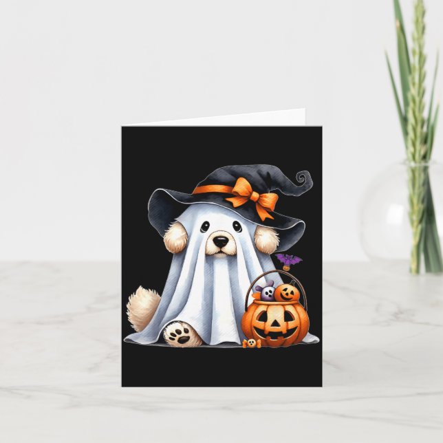 Cartão Cachorro Fantasma de Halloween (Frente)