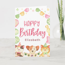 Cartão Cachorro Feliz Aniversário Festa Animal Criança