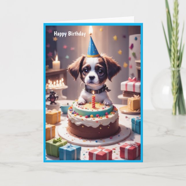 Cartão Cachorro Feliz de Aniversário (Frente)