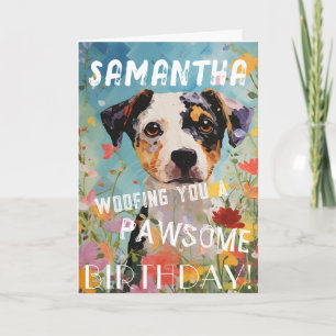 Cartão Cachorro Fofo e Adorável Feliz Aniversário