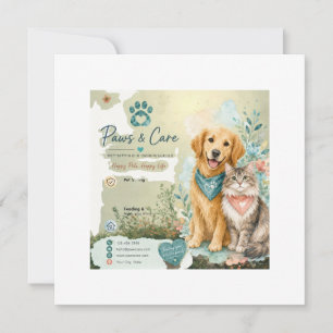 Cartão Cachorro Fofo E Gato Pet Sitter Cão Caminhante Sau