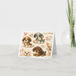 Cartão Cachorro Fofo Floral Borboleta – Arte Caprichosa d