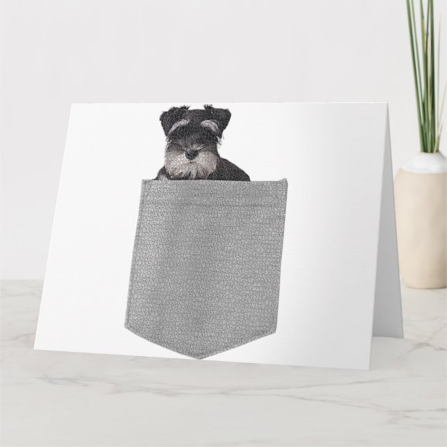 Cartão Cachorro Fofo Schnauzer Miniatura no seu bolso (Frente)