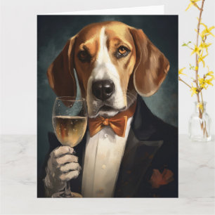 Cartão Cachorro Foxhound Americano Ano Novo